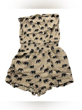 Forever 21 Beige High-Waist Elephant Print Shorts